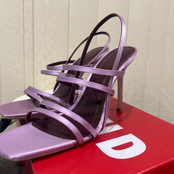 NEW STAUD lilac anise cage satin heel